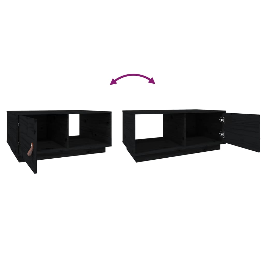 Couchtisch Schwarz 80x50x35,5 cm Massivholz Kiefer - Pazzar.ch