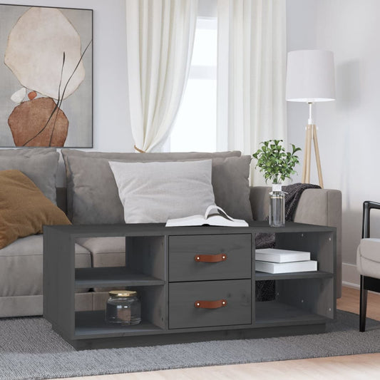 Couchtisch Grau 100x50x41 cm Massivholz Kiefer - Pazzar.ch