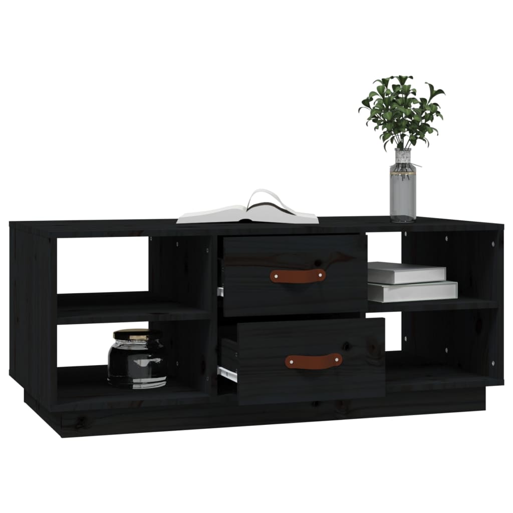 Couchtisch Schwarz 100x50x41 cm Massivholz Kiefer - Pazzar.ch