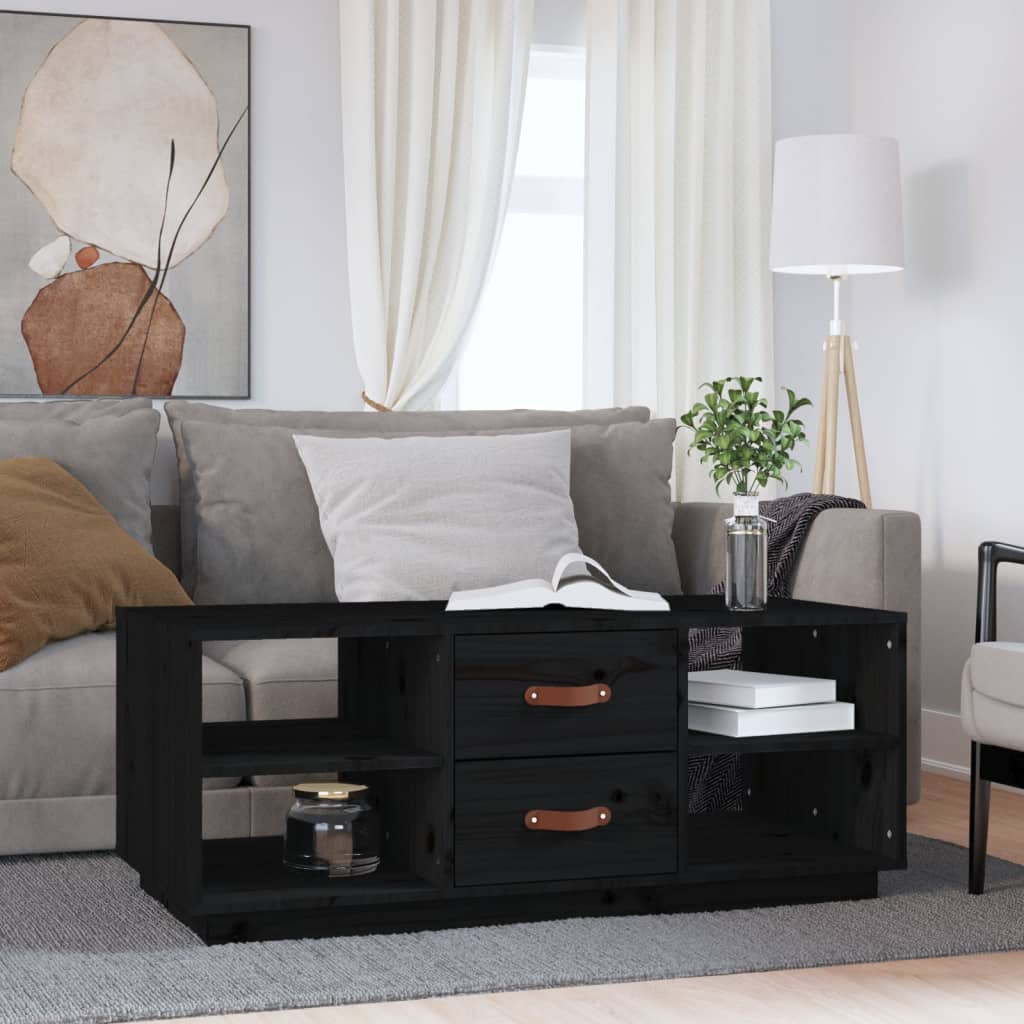 Couchtisch Schwarz 100x50x41 cm Massivholz Kiefer - Pazzar.ch