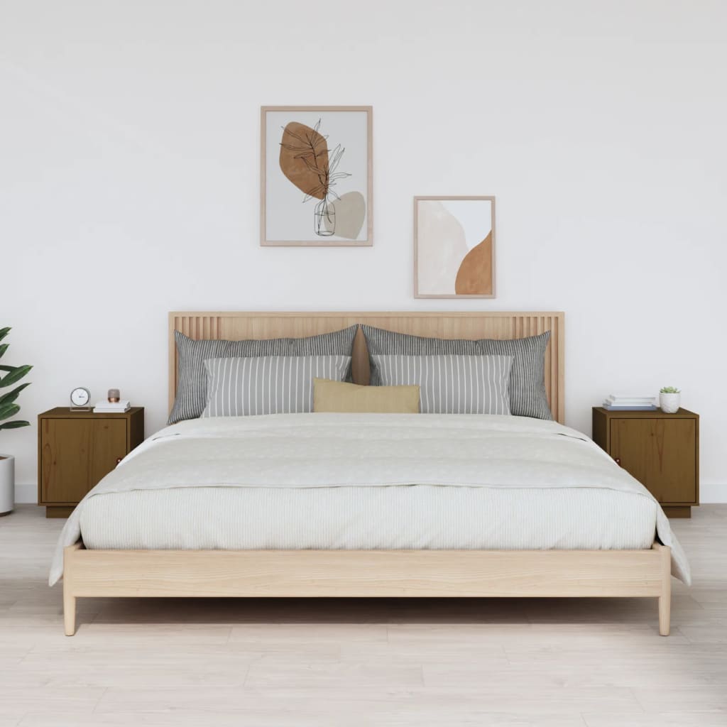 Nachttische 2 Stk. Honigbraun 40x34x45 cm Massivholz Kiefer - Pazzar.ch