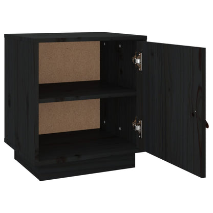 Nachttisch Schwarz 40x34x45 cm Massivholz Kiefer - Pazzar.ch