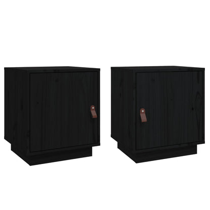 Nachttische 2 Stk. Schwarz 40x34x45 cm Massivholz Kiefer - Pazzar.ch