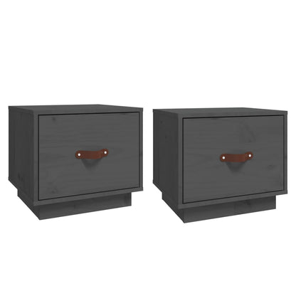 Nachttische 2 Stk. Grau 40x34x35 cm Massivholz Kiefer - Pazzar.ch