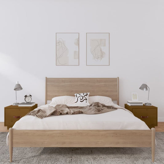 Nachttische 2 Stk. Honigbraun 40x34x35 cm Massivholz Kiefer - Pazzar.ch