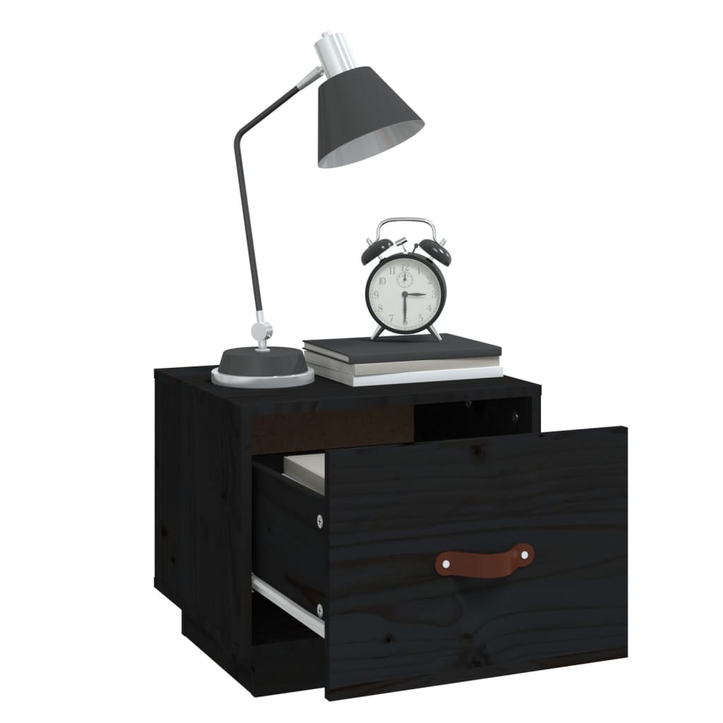 Nachttische 2 Stk. Schwarz 40x34x35 cm Massivholz Kiefer - Pazzar.ch