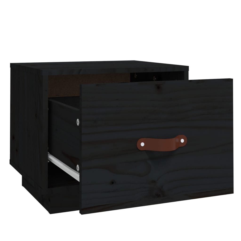 Nachttische 2 Stk. Schwarz 40x34x35 cm Massivholz Kiefer - Pazzar.ch