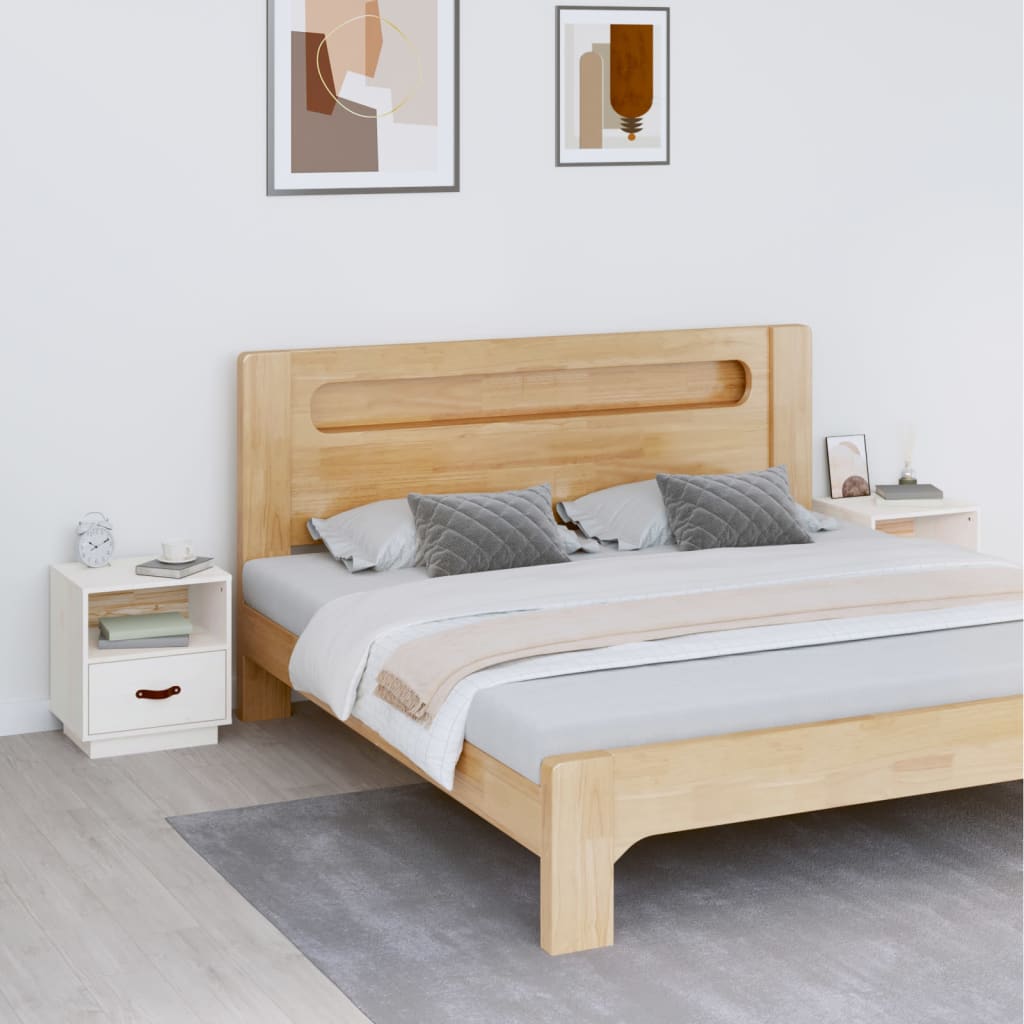 Nachttische 2 Stk. Weiß 40x34x45 cm Massivholz Kiefer - Pazzar.ch