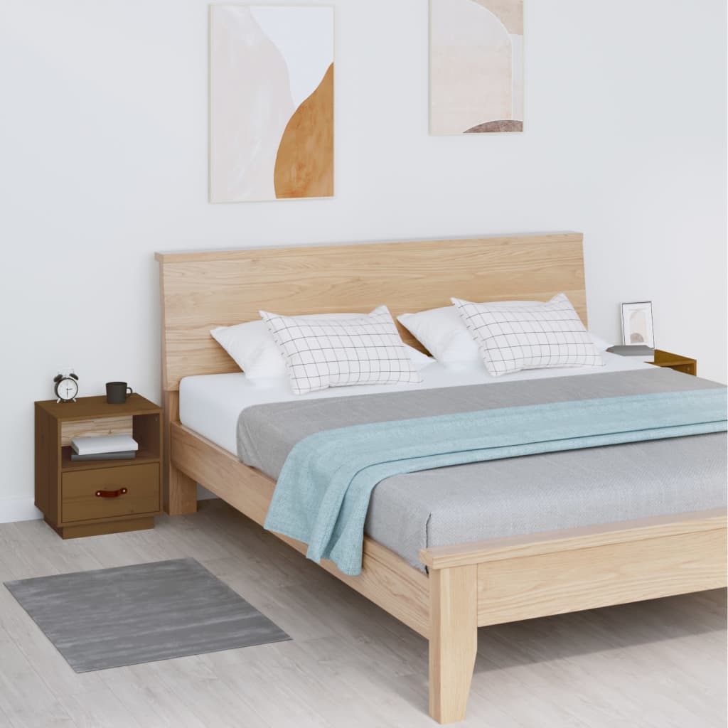 Nachttische 2 Stk. Honigbraun 40x34x45 cm Massivholz Kiefer - Pazzar.ch