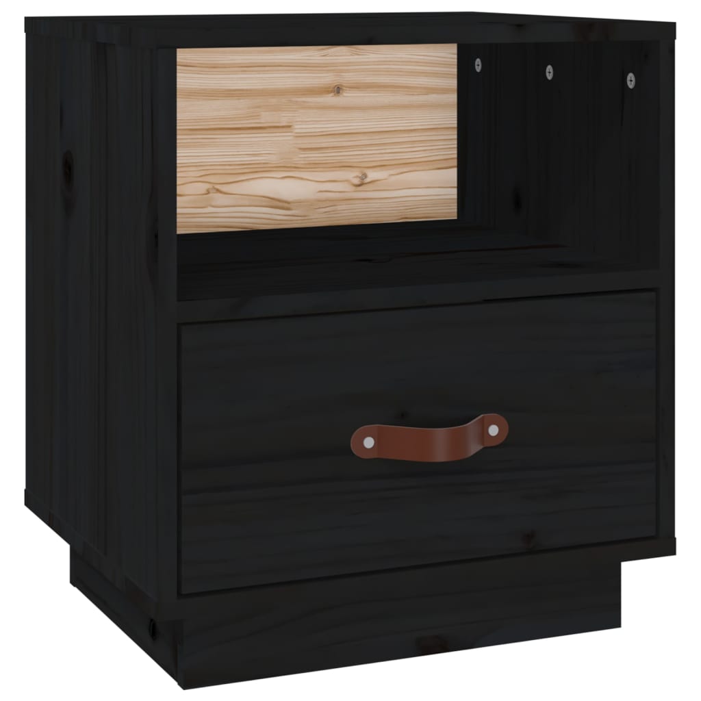 Nachttisch Schwarz 40x34x45 cm Massivholz Kiefer - Pazzar.ch