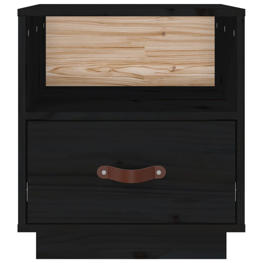 Nachttisch Schwarz 40x34x45 cm Massivholz Kiefer - Pazzar.ch
