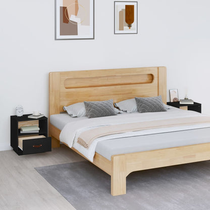 Nachttische 2 Stk. Schwarz 40x34x45 cm Massivholz Kiefer - Pazzar.ch