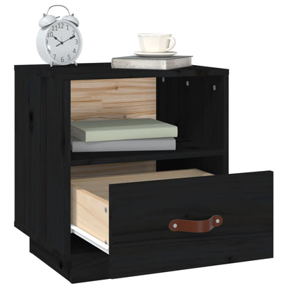 Nachttische 2 Stk. Schwarz 40x34x45 cm Massivholz Kiefer - Pazzar.ch