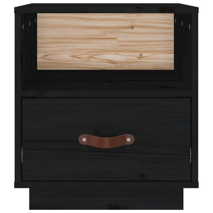 Nachttische 2 Stk. Schwarz 40x34x45 cm Massivholz Kiefer - Pazzar.ch