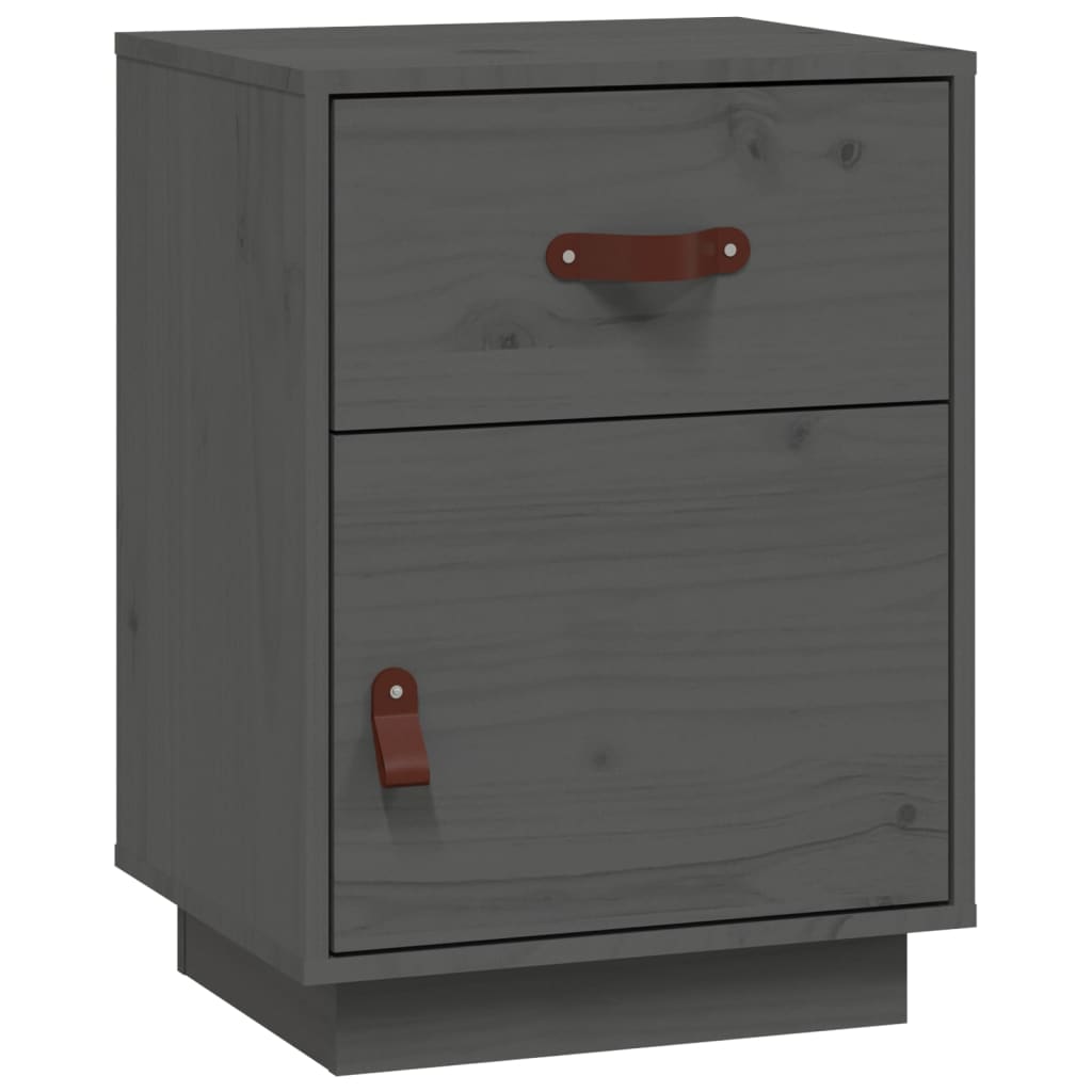 Nachttische 2 Stk. Grau 40x34x55 cm Massivholz Kiefer - Pazzar.ch