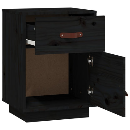 Nachttische 2 Stk. Schwarz 40x34x55 cm Massivholz Kiefer - Pazzar.ch