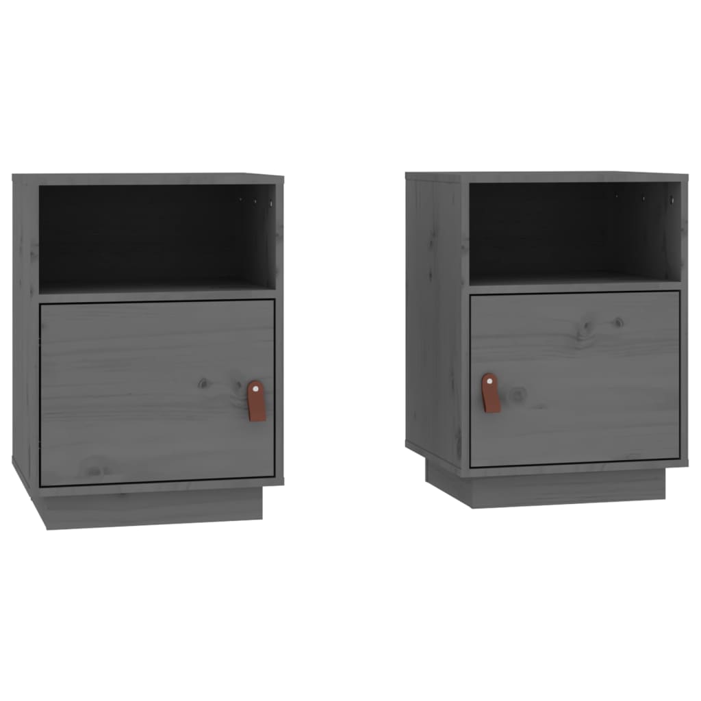 Nachttische 2 Stk. Grau 40x34x55 cm Massivholz Kiefer - Pazzar.ch