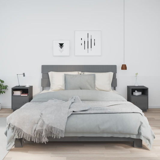 Nachttische 2 Stk. Grau 40x34x55 cm Massivholz Kiefer - Pazzar.ch