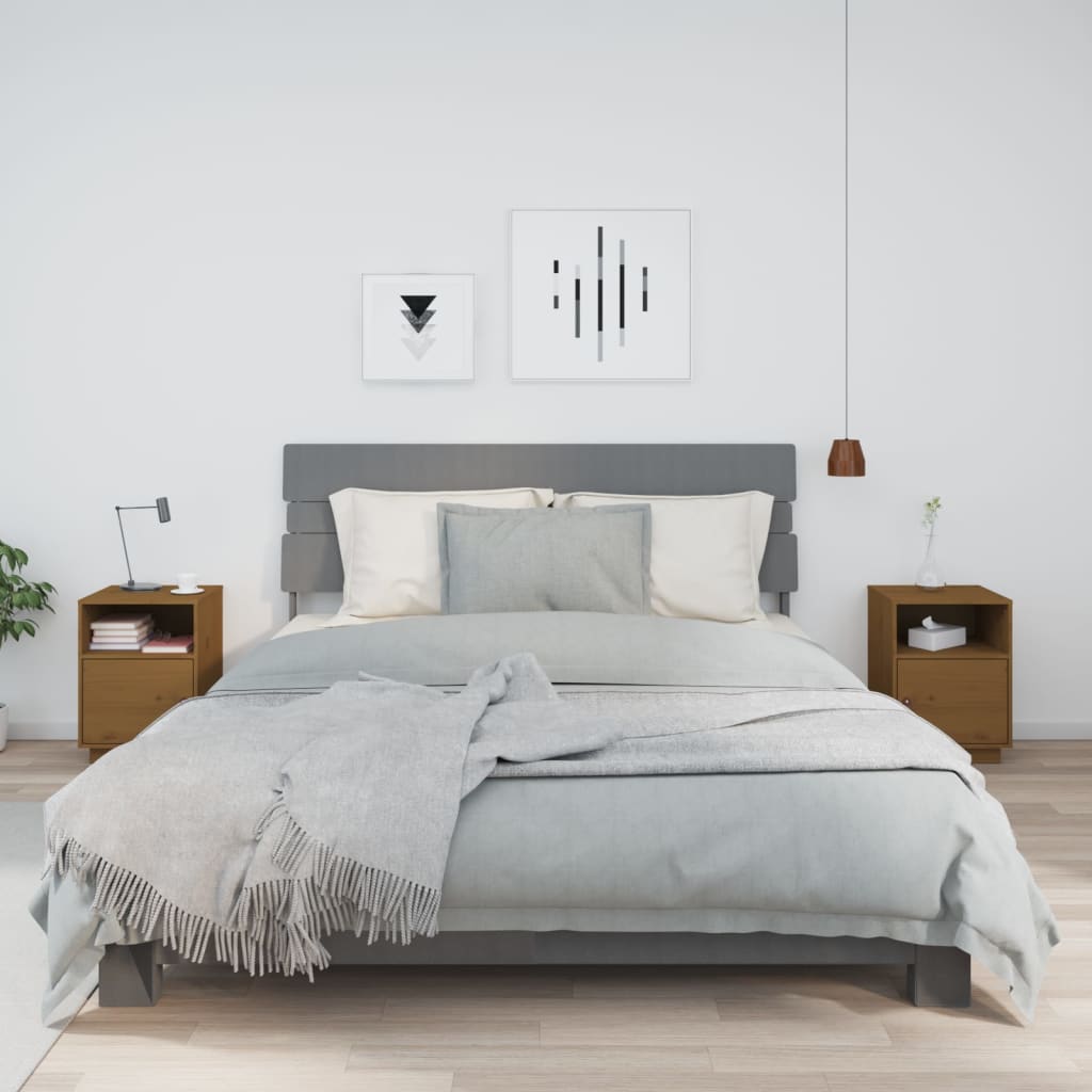 Nachttische 2 Stk. Honigbraun 40x34x55 cm Massivholz Kiefer - Pazzar.ch