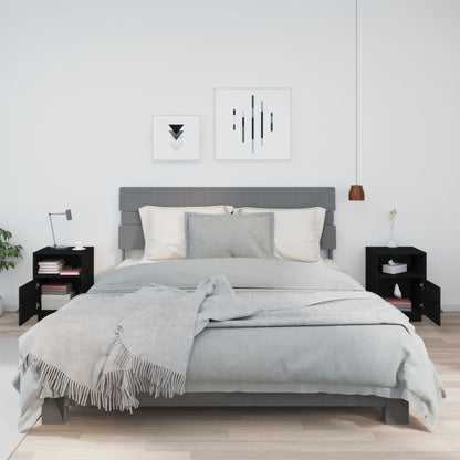 Nachttische 2 Stk. Schwarz 40x34x55 cm Massivholz Kiefer - Pazzar.ch