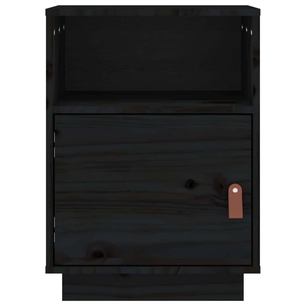 Nachttische 2 Stk. Schwarz 40x34x55 cm Massivholz Kiefer - Pazzar.ch