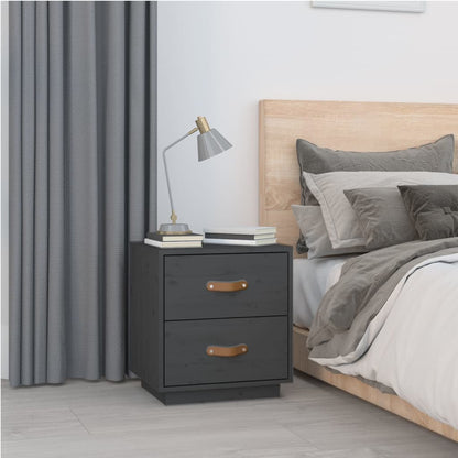 Nachttische 2 Stk. Grau 40x34x45 cm Massivholz Kiefer - Pazzar.ch