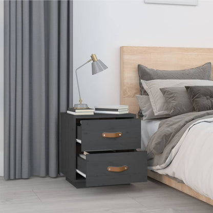 Nachttische 2 Stk. Grau 40x34x45 cm Massivholz Kiefer - Pazzar.ch