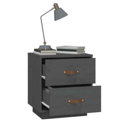 Nachttische 2 Stk. Grau 40x34x45 cm Massivholz Kiefer - Pazzar.ch