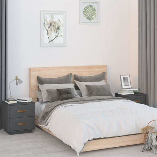 Nachttische 2 Stk. Grau 40x34x45 cm Massivholz Kiefer - Pazzar.ch