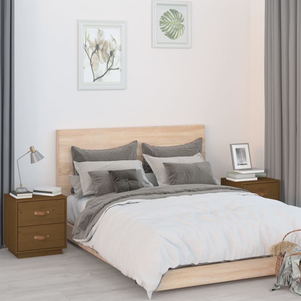 Nachttische 2 Stk. Honigbraun 40x34x45 cm Massivholz Kiefer - Pazzar.ch