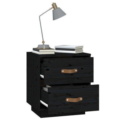 Nachttisch Schwarz 40x34x45 cm Massivholz Kiefer - Pazzar.ch