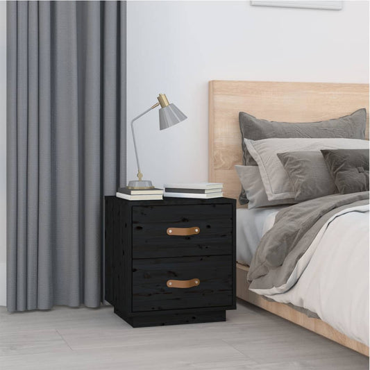 Nachttisch Schwarz 40x34x45 cm Massivholz Kiefer - Pazzar.ch