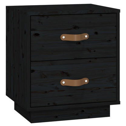 Nachttische 2 Stk. Schwarz 40x34x45 cm Massivholz Kiefer - Pazzar.ch