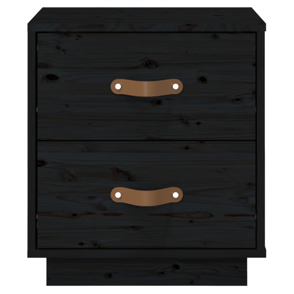 Nachttische 2 Stk. Schwarz 40x34x45 cm Massivholz Kiefer - Pazzar.ch
