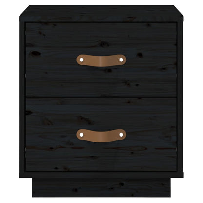 Nachttische 2 Stk. Schwarz 40x34x45 cm Massivholz Kiefer - Pazzar.ch