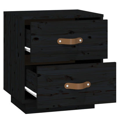 Nachttische 2 Stk. Schwarz 40x34x45 cm Massivholz Kiefer - Pazzar.ch