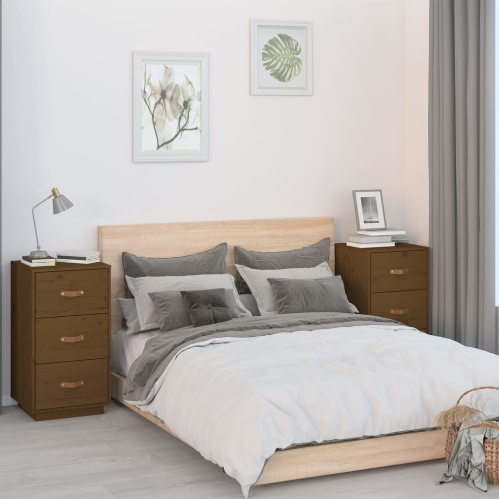 Nachttische 2 Stk. Honigbraun 40x40x75 cm Massivholz Kiefer - Pazzar.ch