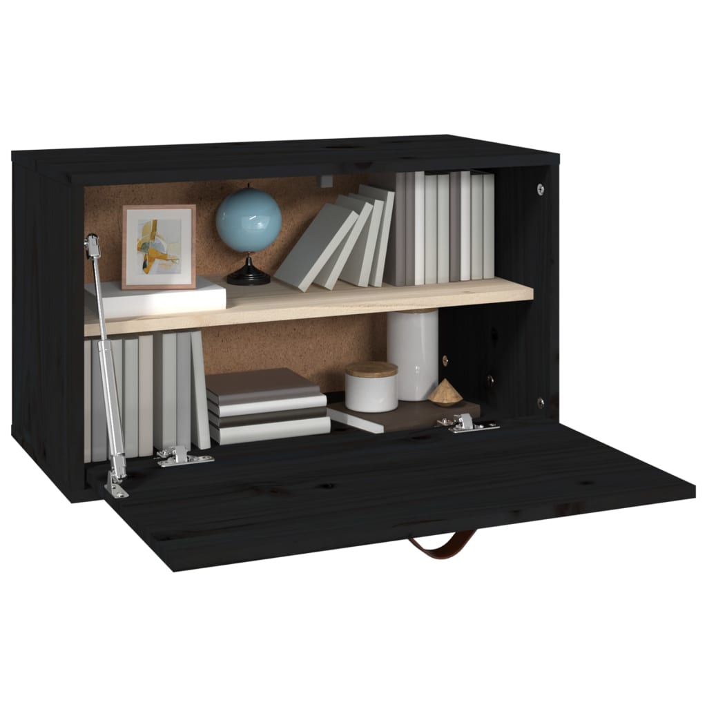 Wandschrank Schwarz 60x30x35 cm Massivholz Kiefer - Pazzar.ch