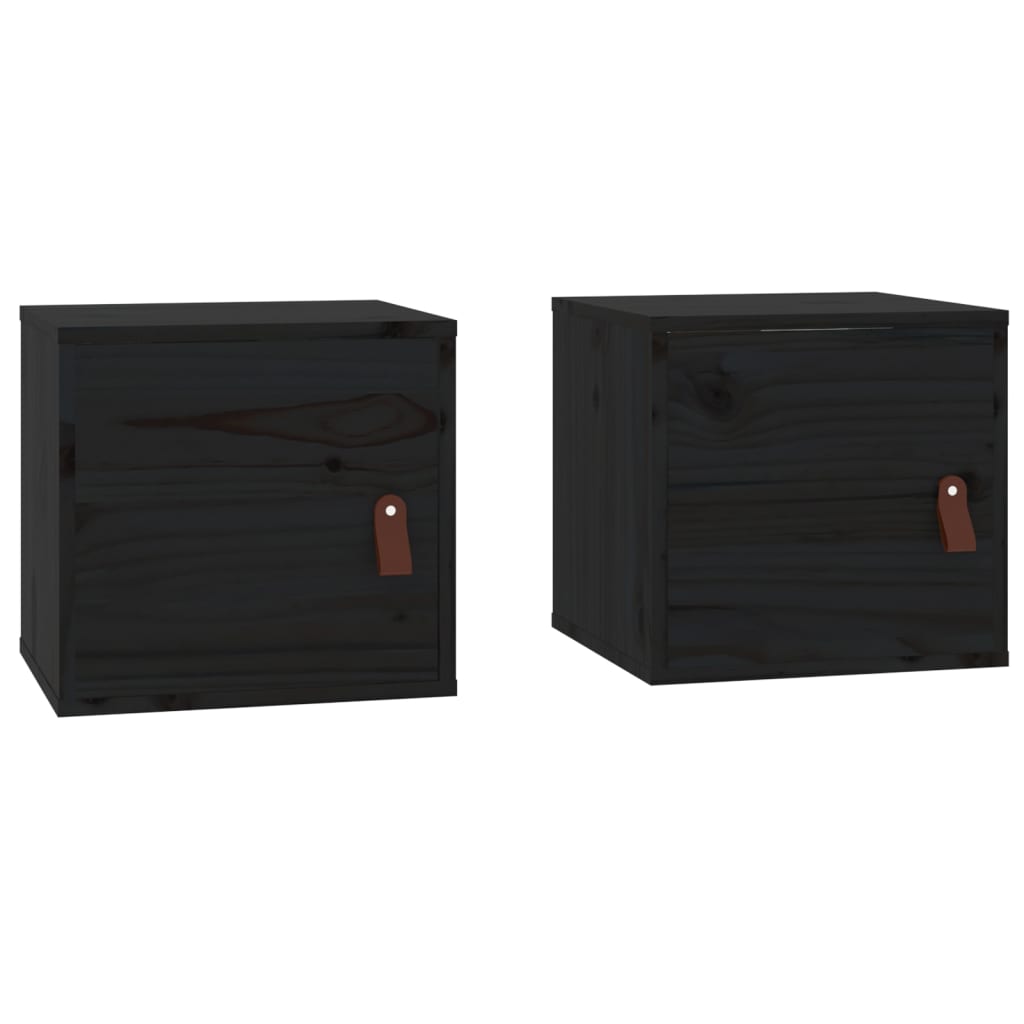 Wandschränke 2 Stk. Schwarz 31,5x30x30 cm Massivholz Kiefer - Pazzar.ch