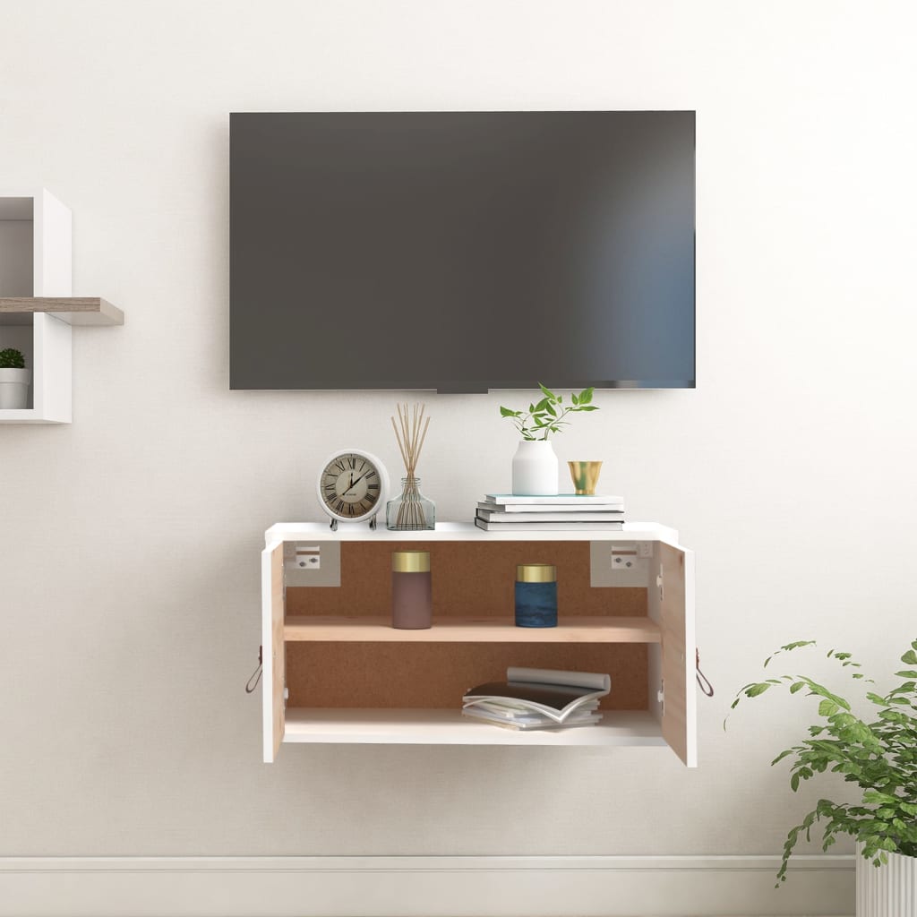 Wandschrank Weiß 60x30x30 cm Massivholz Kiefer - Pazzar.ch
