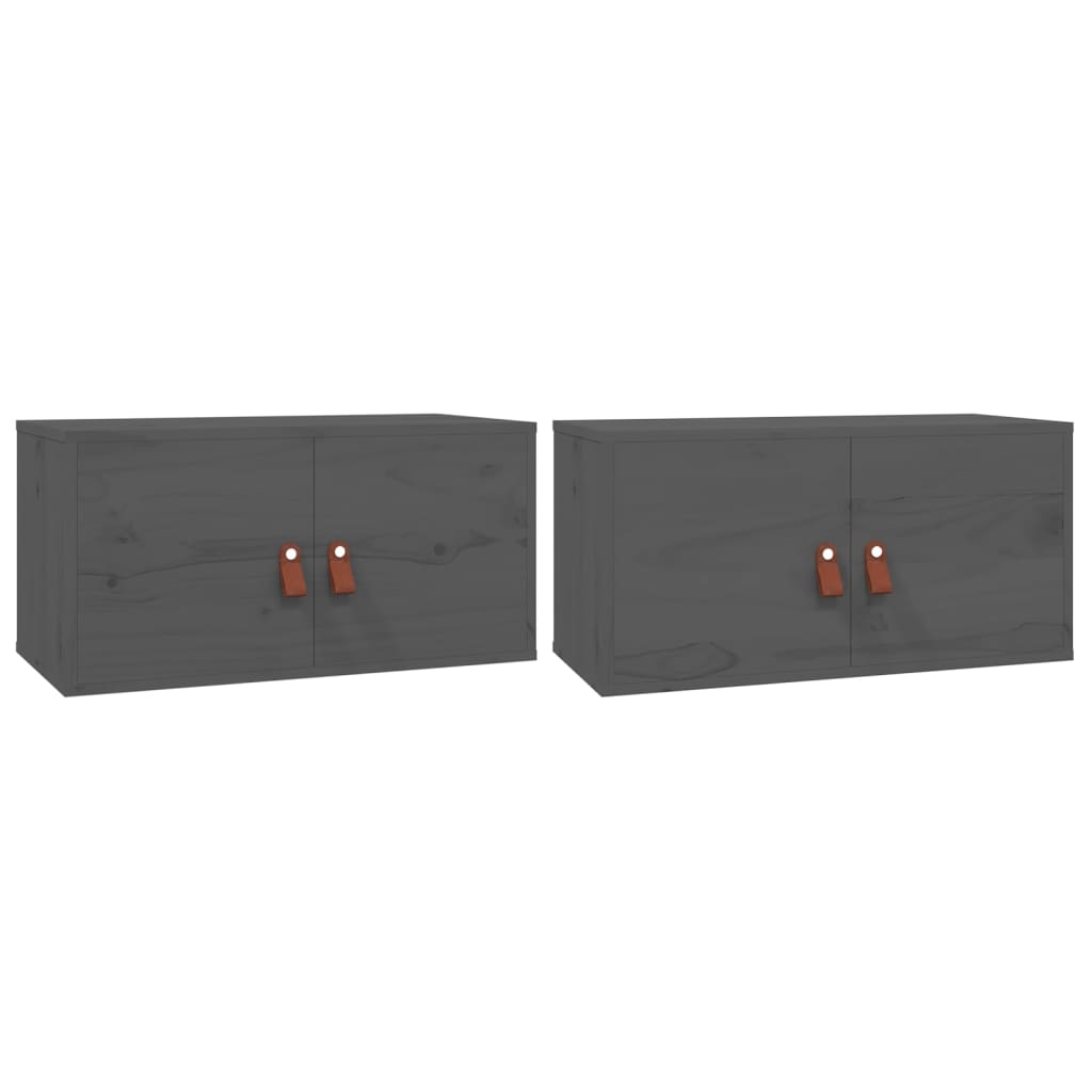 Wandschränke 2 Stk. Grau 60x30x30 cm Massivholz Kiefer - Pazzar.ch