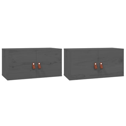 Wandschränke 2 Stk. Grau 60x30x30 cm Massivholz Kiefer - Pazzar.ch