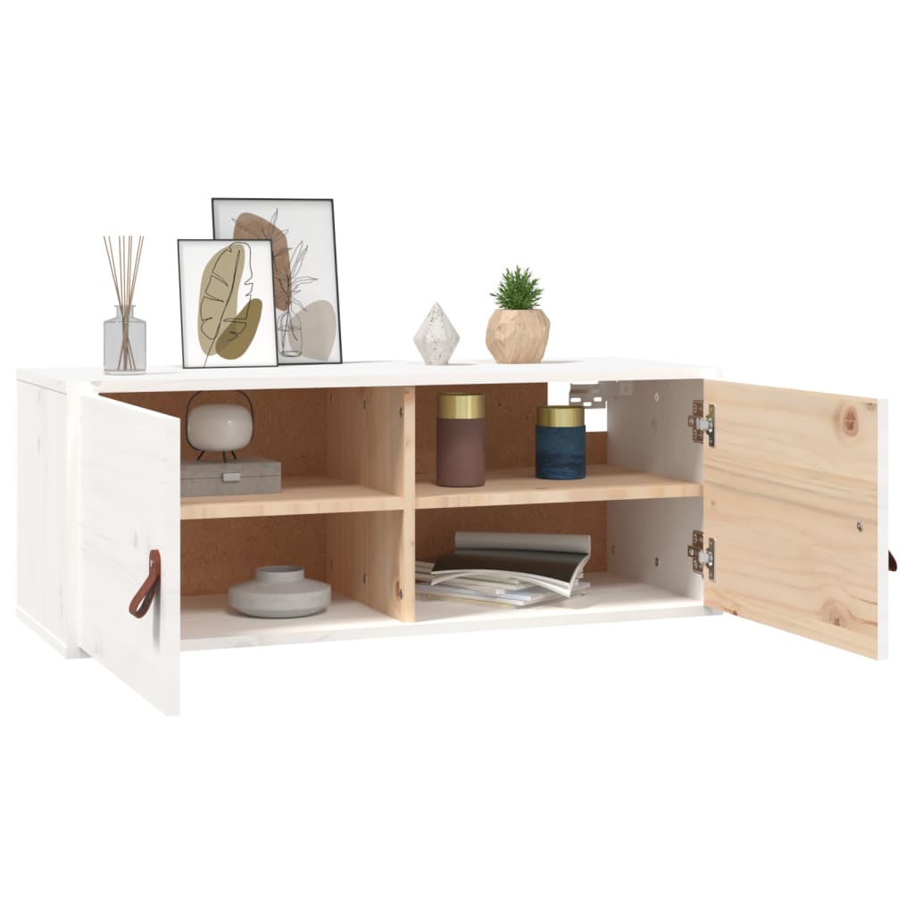 Wandschrank Weiß 80x30x30 cm Massivholz Kiefer - Pazzar.ch
