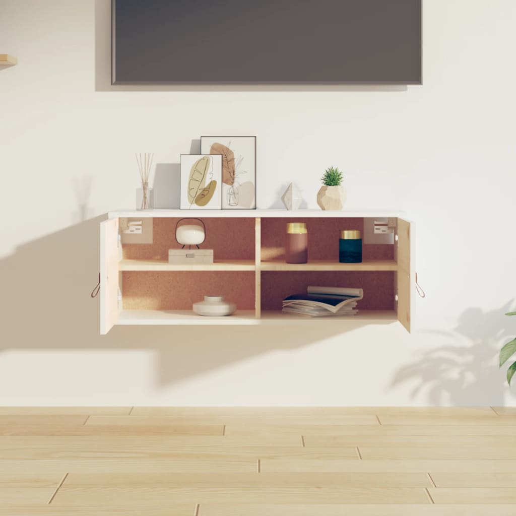 Wandschrank Weiß 80x30x30 cm Massivholz Kiefer - Pazzar.ch