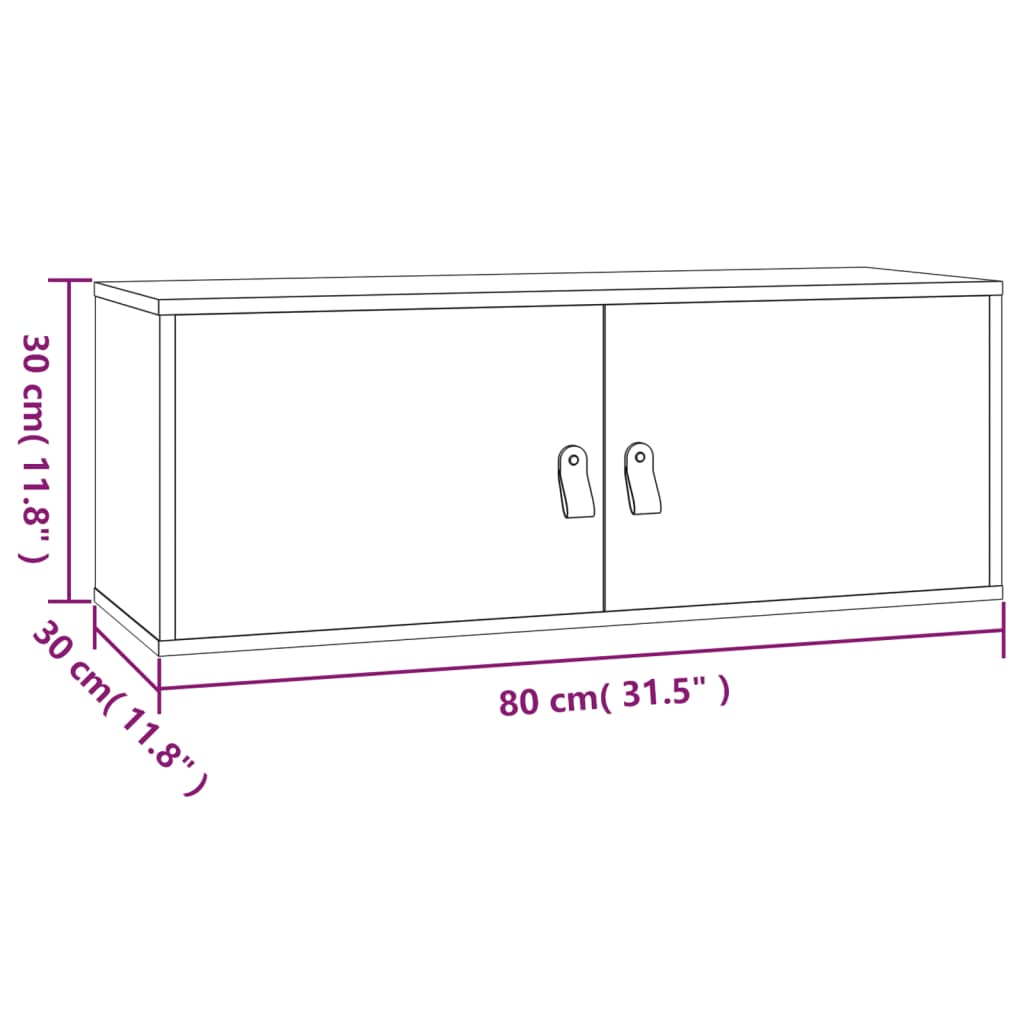 Wandschrank Weiß 80x30x30 cm Massivholz Kiefer - Pazzar.ch
