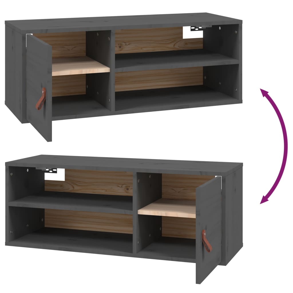 Wandschrank Grau 80x30x30 cm Massivholz Kiefer - Pazzar.ch