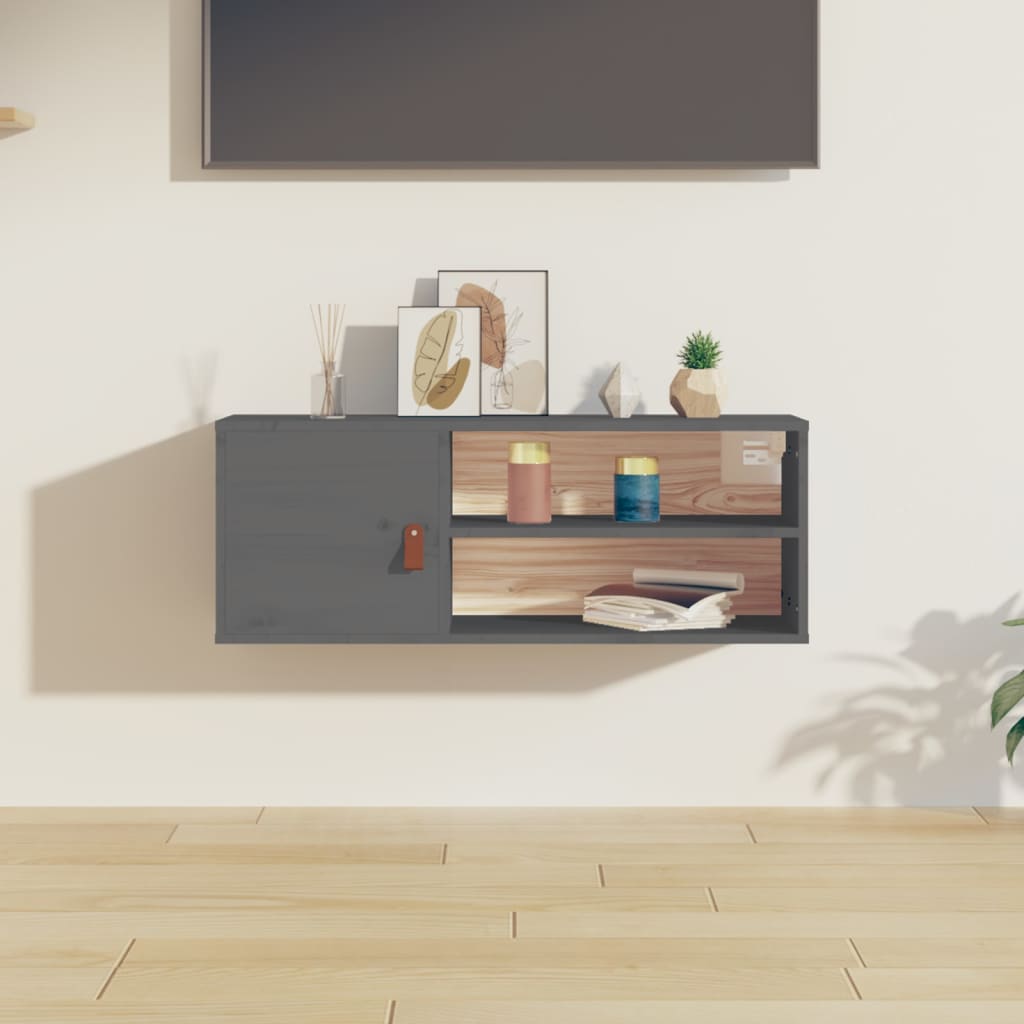 Wandschrank Grau 80x30x30 cm Massivholz Kiefer - Pazzar.ch