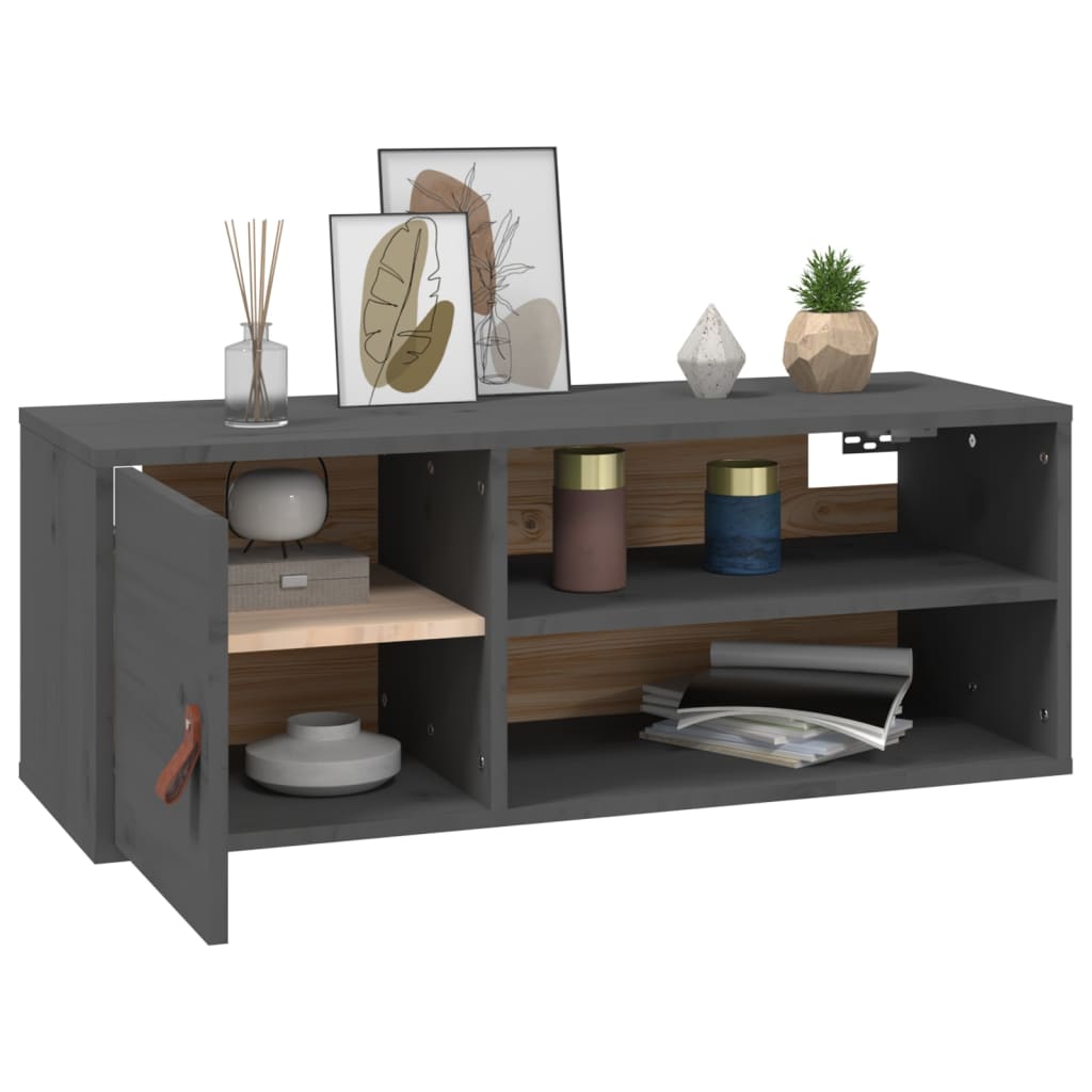 Wandschränke 2 Stk. Grau 80x30x30 cm Massivholz Kiefer - Pazzar.ch