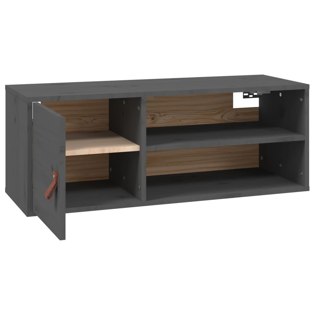 Wandschränke 2 Stk. Grau 80x30x30 cm Massivholz Kiefer - Pazzar.ch