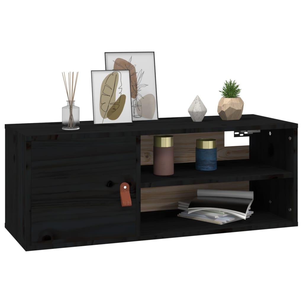 Wandschränke 2 Stk. Schwarz 80x30x30 cm Massivholz Kiefer - Pazzar.ch